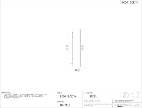 Timken JLM506810 كأس السباق الخارجي بمحمل أسطواني مدبب، فولاذ، بوصة، القطر الخارجي 3.543 بوصة، عرض الكوب 0.7283 بوصة in Kuwait