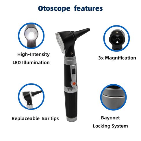 2-in-1 Otoscope & Oph Set - Perfect for Nursing, Medical Students & Doctors - Includes 4 Reusable Ear Speculums & Carry Case in Kuwait