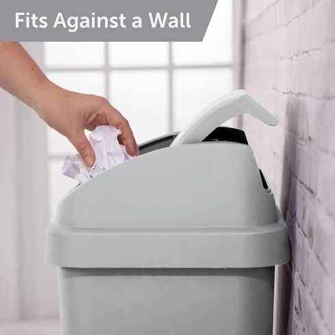 Kitchen Trash Can, 13 Gallon Plastic Garbage Bin with Swing Top Lid, Light Gray in Kuwait