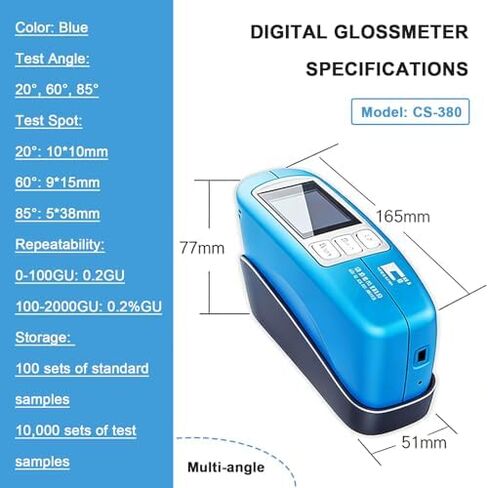 مقياس لمعان رقمي عالي الدقة للأرضيات والبلاستيك وطلاء السيارات والرخام - نطاق القياس 0-2000 GU، مثالي لاختبار لمعان الأسطح ومراقبة الجودة in Kuwait