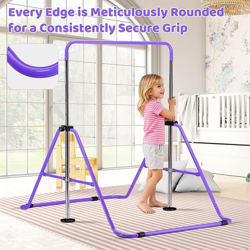outdoor basic Gymnastics Bar for Kids Adjustable Height Horizontal Bar with Foldable Design Home Training Equipment for Ages 3-15 Years Old in Saudi Arabia