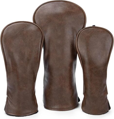 غطاء نادي الجولف العتيق من جلد البولي يوريثان غطاء رأس سائق Fariway Wood Headcovers أغطية هجينة مع علامات قابلة للتبديل غطاء رأس الجولف لحماية إضافية للنادي in Kuwait