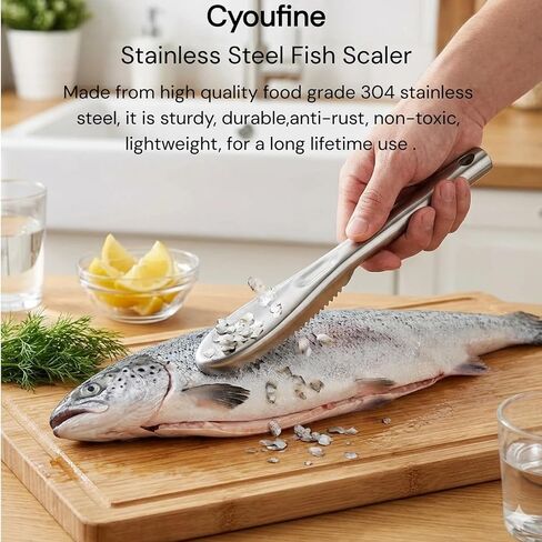 Fish Scaler, 304 Stainless Steel Fish Scaler scraper Remover, Sawtooth Fish Descaler Tool for Kitchen, Seafood Markets. in Kuwait