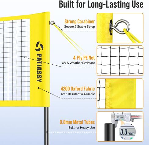 Patiassy 16FT 4 Square Volleyball Game Set with Adjustable Height, 4-Way Volleyball/Badminton Net Outdoor for Backyard, Lawn and Beach in Saudi Arabia