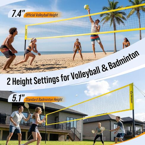Patiassy 16FT 4 Square Volleyball Game Set with Adjustable Height, 4-Way Volleyball/Badminton Net Outdoor for Backyard, Lawn and Beach in Saudi Arabia