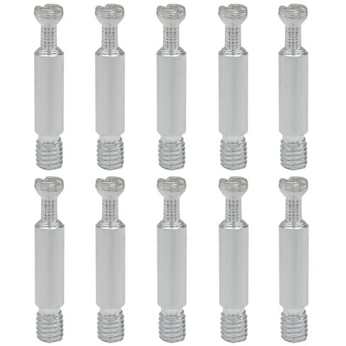 10 Pack 35mm Furniture Connecting Fittings, Thread Bolts Metal Dowels Connecters, Screws Fasteners for Cabinet Drawer/Wardrobe Furniture(Silver) in Kuwait