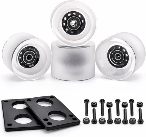 Frcctre 4 Pack 70mm Longboard Wheels, Hardness 80A PU Soft Cruising Wheel with ABEC-9 Bearings and Spacers for Skateboard Longboard and Cruisers in Kuwait