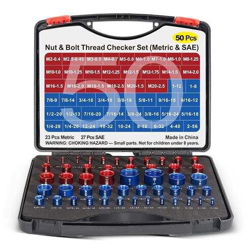 50PCS Thread Checker, Bolt Size Finder Nut and Bolt Thread Checker, 23 Metric & 27 SAE Box Set Thread Gauge Size Checker in Kuwait
