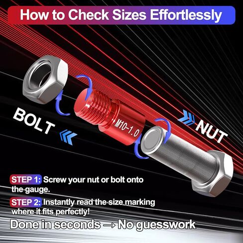 50PCS Thread Checker, Bolt Size Finder Nut and Bolt Thread Checker, 23 Metric & 27 SAE Box Set Thread Gauge Size Checker in Kuwait