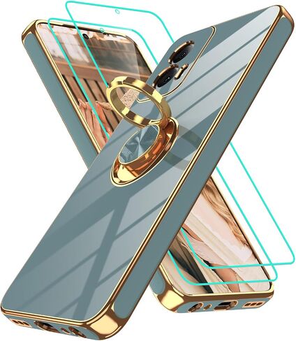 بالنسبة إلى Samsung Galaxy S22 Ultra Case: مع حامي شاشة 2pcs ، 360 درجة ، فإن حامل حلقة الدوران مغناطيسي ، وغطاء غلاف واقٍ من الصدمات الذهب الناعم لـ S22 Ultra ، الأسود in Kuwait