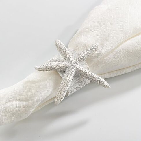 SARO LIFESTYLE Design Starfish Napkin Ring (مجموعة من 4)، 1.5 بوصة، أبيض، (NR079.W) in Kuwait