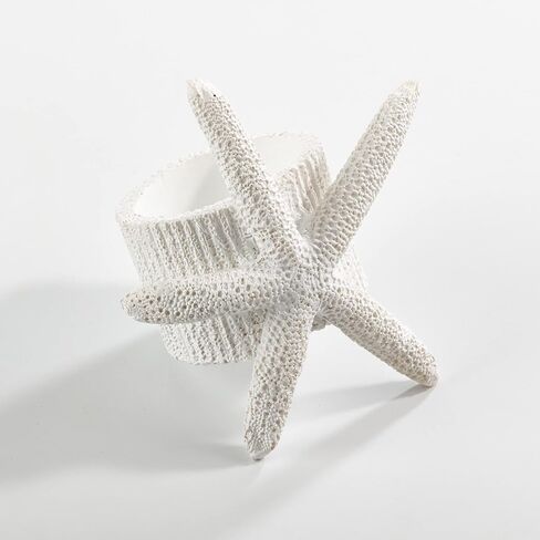 SARO LIFESTYLE Design Starfish Napkin Ring (مجموعة من 4)، 1.5 بوصة، أبيض، (NR079.W) in Kuwait