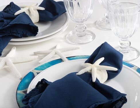 SARO LIFESTYLE Design Starfish Napkin Ring (مجموعة من 4)، 1.5 بوصة، أبيض، (NR079.W) in Kuwait
