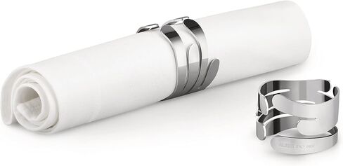 خاتم منديل Alessi Barkring من الفولاذ المقاوم للصدأ المصقول، مجموعة من قطعتين in Kuwait