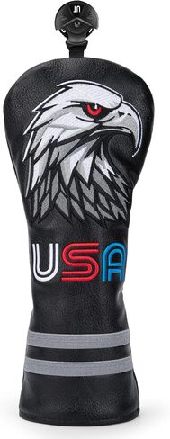 Bald Eagle Golf Head Covers - Leather Driver Headcover Fairway Wood Cover Hybrid Head Covers in Kuwait
