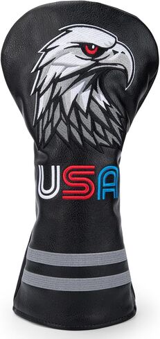 Bald Eagle Golf Head Covers - Leather Driver Headcover Fairway Wood Cover Hybrid Head Covers in Kuwait
