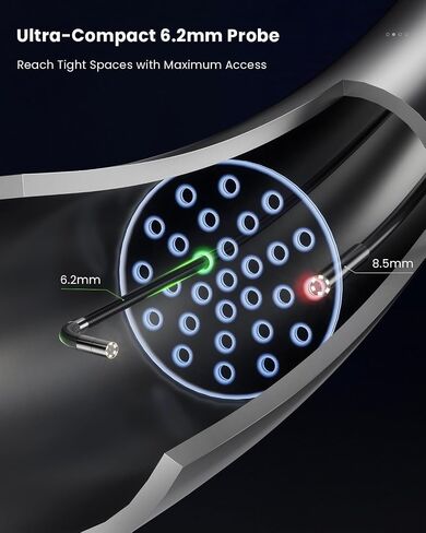 كاميرا Ralcam Industrial Borescope مع كابل ثعبان قابل للاستبدال، شاشة HD 5 بوصة، مسبار مفصل بأربعة اتجاهات وعصا تحكم من الفولاذ المقاوم للصدأ، كاميرا 6.2 مم، كابل مقاوم للماء، 5 أقدام تلقائي وأنابيب in Kuwait