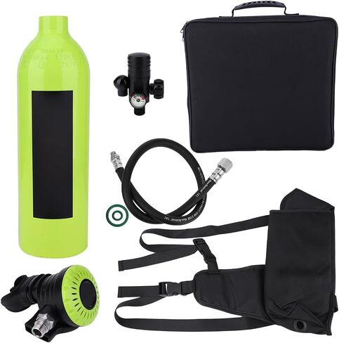 KOGOROUCOS Portable Scuba Diving Equipment Large Capacity Oxygen Cylinder Breathing Valve Green Black Orange 1L 3000PSI for Divers Fishermen Lifeguards in Kuwait