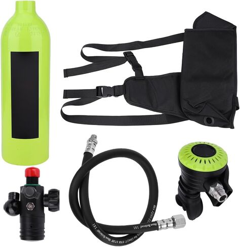 KOGOROUCOS Portable Scuba Diving Equipment Large Capacity Oxygen Cylinder Breathing Valve Green Black Orange 1L 3000PSI for Divers Fishermen Lifeguards in Kuwait