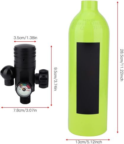 KOGOROUCOS Portable Scuba Diving Equipment Large Capacity Oxygen Cylinder Breathing Valve Green Black Orange 1L 3000PSI for Divers Fishermen Lifeguards in Kuwait