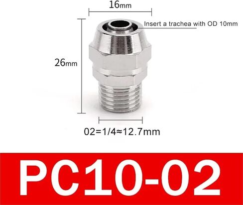 PC 4 6 8 10 12 مللي متر 1/8 1/4 3/8 1/2 موصل برغي سريع للقصبة الهوائية مكونات هوائية نحاسية وصلة ملتوية سريعة 10/50/200 قطعة (PC10-02,50 قطعة) in Kuwait