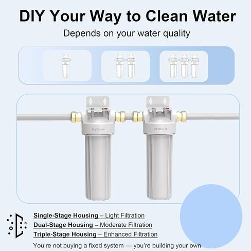 PFW10 Whole House Water Filter Housing, Fits 10" x 2.5" Big Filters, Inline Pre-Filtration System for RV, Home Well and City Water Sediment etc with 3/4" NPT Port, Pressure Relief Valve in Kuwait
