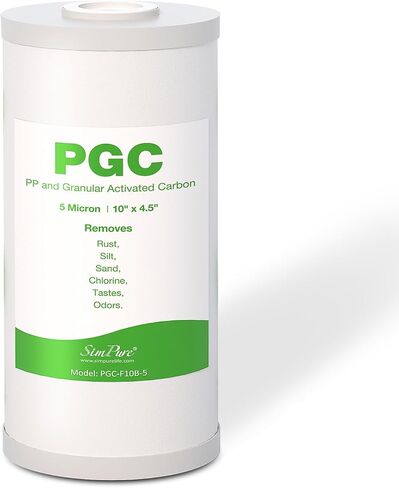 مرشحات مياه SimPure 5 ميكرون 10 بوصة × 4.5 بوصة للرواسب والكربون للمنزل بالكامل، خرطوشة بديلة PGC لـ GE FXHTC، GXWH40L، RFC-BB / 155141-43، WRC25HD، WDGD-5005، W10-PR، W15-PR، 3 عبوات in Kuwait