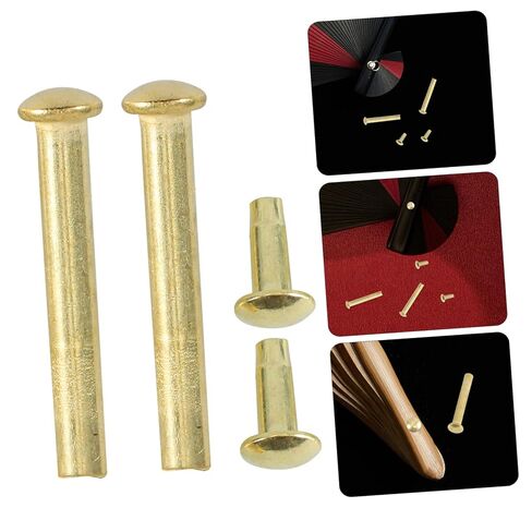 ULTECHNOVO 10 Sets Hand Folding Fan Repair Kit 3mm Gold Rivets 21mm Shaft Pins Stainless Steel Fan Rivet Nuts Replacement Central Shaft Restoration in Kuwait