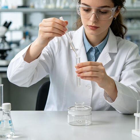 زجاجة وزن زجاجية من Cutbar، قارورة تخزين مختبرية شفافة منخفضة الشكل للمواد الكيميائية المسترطبة، قياسات دقيقة في إعدادات المختبر - مادة زجاج البورسليكات مع سدادة أرضية in Kuwait