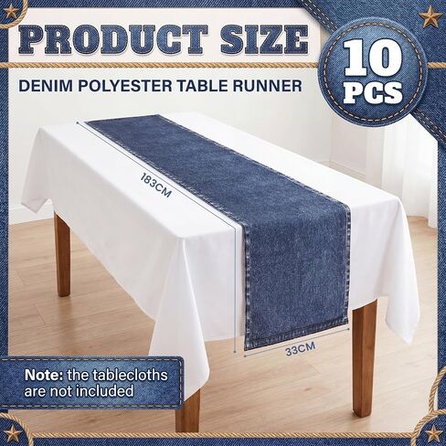 Mindsoft 10 Pcs Blue Jean Table Runners 13x72 Inches Blue Jean Baby Shower Decorations Denim Jeans Decorative Table Runners for Denim and Diamonds Bachelorette Engagement Wedding Decor Celebration in Kuwait