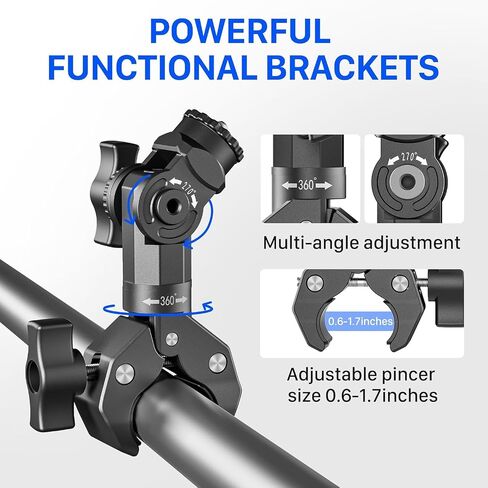 Starlink Mini Mount 2026/2025, Pole Clamp for RV, Yacht, Camper, Van, Boat | Adjustable Angle, 3-Minute Installation, Universal Starlink Mini Clamp Mount Includes Aluminum Pipe Adapter for Outdoors in Kuwait