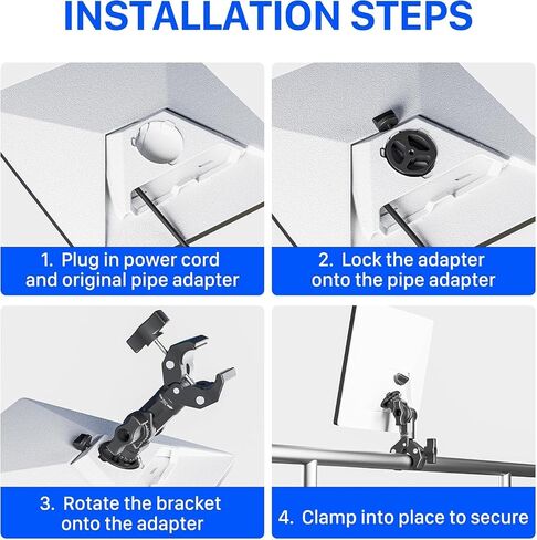 Starlink Mini Mount 2026/2025, Pole Clamp for RV, Yacht, Camper, Van, Boat | Adjustable Angle, 3-Minute Installation, Universal Starlink Mini Clamp Mount Includes Aluminum Pipe Adapter for Outdoors in Kuwait