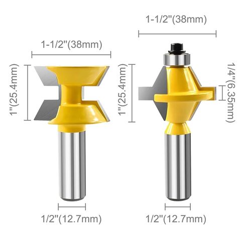1/2" Shank Router Bit Set 120 Degree Woodworking Groove CuttersTungsten Alloy Tenon Cutter with Bearing End Mill in Kuwait