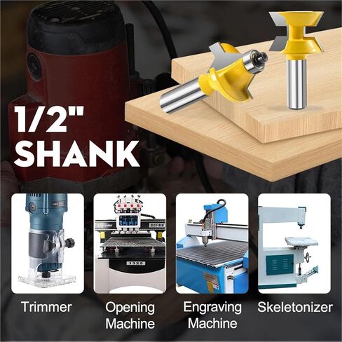 1/2" Shank Router Bit Set 120 Degree Woodworking Groove CuttersTungsten Alloy Tenon Cutter with Bearing End Mill in Kuwait