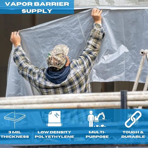 VBS - صفائح بلاستيكية شفافة - 3 مل - (3 × 200 بوصة) - لفة بلاستيكية شفافة لحاجز الرش، لفة من الأغطية البلاستيكية شديدة التحمل، صفائح بلاستيكية سميكة، فيلم بولي إيثيلين in Kuwait