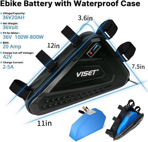 36V 20Ah Ebike Battery Pack with Waterproof Triangle Bag for 100W-800W Mountain Bike Motor, 36 Volt Li-ion Battery Built-in 20A BMS Protection/XT60 Connector in Kuwait