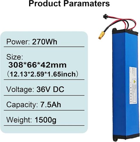 36V(Fit 42V) 7500mAh Electric Scooter Battery Fit for Hiboy S2 & KS4 Electric Scooter Battery Lithium Replacement 315Wh, 4 Screw Holes, 12.13 * 2.59 * 1.65 Inch in Kuwait