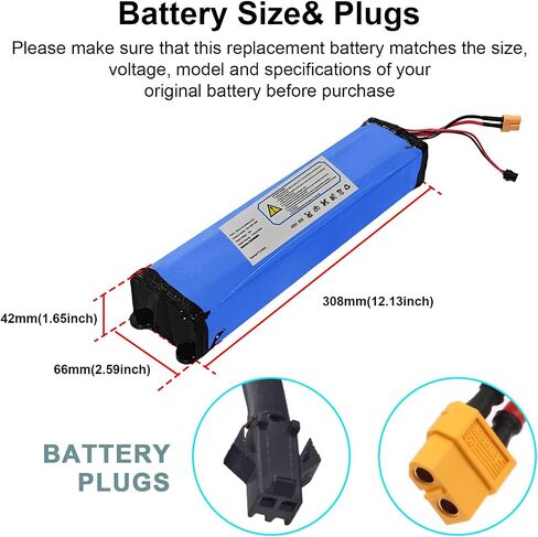 36V(Fit 42V) 7500mAh Electric Scooter Battery Fit for Hiboy S2 & KS4 Electric Scooter Battery Lithium Replacement 315Wh, 4 Screw Holes, 12.13 * 2.59 * 1.65 Inch in Kuwait