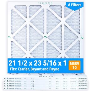 Glasfloss 21-1/2 x 23-5/16 x 1 Air Filters (Case of 6), MERV 10, Pleated, Made in USA in Saudi Arabia