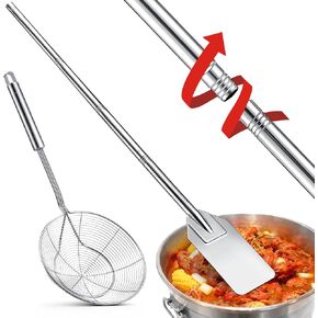 Hushee 2 Pack 53 Inch Stainless Steel Mixing Paddle with Threads Removable Handle Long Stir Paddle and 16.5 Inch Stainless Steel Spider Strainer Skimmer for Batch Cooking Crawfish Boil Brewing Beer in Saudi Arabia