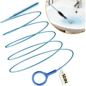 4 عبوات من أداة إزالة انسداد شعر الأفعى مقاس 50 بوصة لحوض الحمام | فرشاة قابلة لإعادة الاستخدام، حبل سلك فولاذي مقاوم للكسر مقاس 50 بوصة مع طلاء من النايلون، عصا مقاس 0.27 بوصة لتنظيف استنزاف الدش in Kuwait