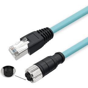 M12 4 Pin D Code أنثى إلى RJ45 Plug High Flex Cat7 كابل إيثرنت PVC الصناعي 1M in Kuwait