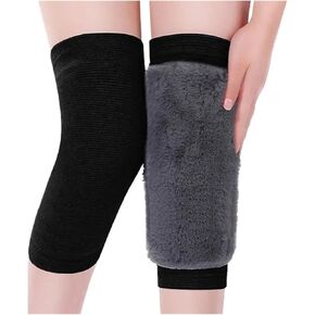 Winter Warm Knee Pads to Protect Against Cold Legs Velvet Sports Leg Guards for Ski Cycling(Black,M) in Kuwait