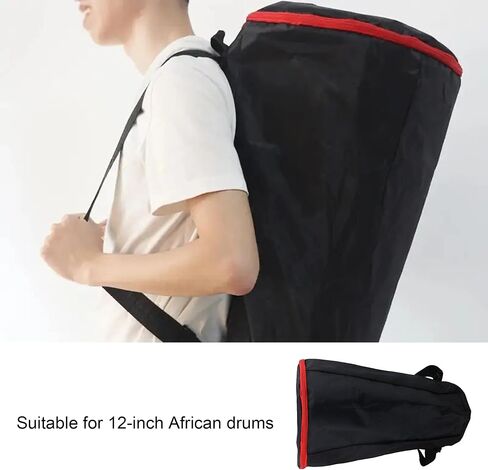 12 Inch Djembe Drum Bag, Black Waterproof Nylon Carrier Case for 12" African Drum - Protective Storage & Transport Bag (600x370x250mm) in Kuwait