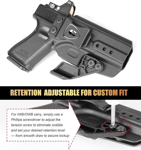 حافظة بصرية قابلة للتحويل من WARRIORLAND IWB & OWB: مناسبة لـ Glock 17/19 /26/34 Gen 3-5 & G32 Gen 3-4 & G19X/44/45 & Select MOS الإصدار، مع مخلب وارتفاع الركوب Adj والاحتفاظ به، اليد اليمنى in Kuwait
