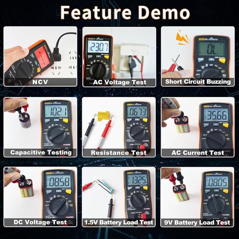 ZIBOO 101 Mini Digital Multimeter, TRMS 4000 Counts Auto-Ranging Pocket Voltmeter, Multi Tester for AC/DC Voltage Current Resistance Capacitance, with NCV, Live Wire, Battery Test and LCD Backlight in Kuwait
