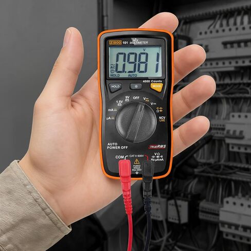 ZIBOO 101 Mini Digital Multimeter, TRMS 4000 Counts Auto-Ranging Pocket Voltmeter, Multi Tester for AC/DC Voltage Current Resistance Capacitance, with NCV, Live Wire, Battery Test and LCD Backlight in Kuwait