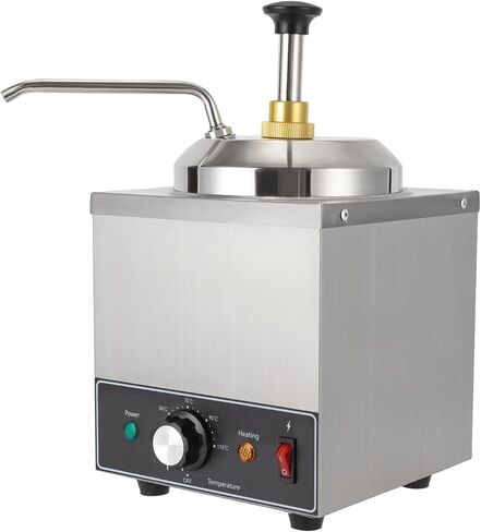 4.23Qt Commercial Nacho Cheese Dispenser with Pump & Spoon,500W Electric Hot Fudge Warmer, 86-230℉ Temp Adjustable Stainless Steel Countertop Cheese Nacho Sauce Warmer for Hot Fudge Cheese Caramel in Kuwait