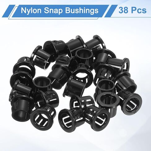 uxcell 38 Pcs Cable Snap Bushing Grommet, 7/16" Mounting Dia Black Round Nylon Snap in Cable Grommet Protector, Plastic Cable Hole Grommets for Wiring in Kuwait