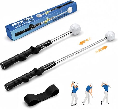 Golf Swing Trainer, Golf Grip Training Aid for Right-Handed Golfers, Retractable Swing Practice Tool with Click Feedback & Arm Band, Indoor Outdoor Golf Training in Kuwait
